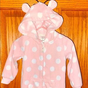 Carters Baby 12-18 Fleece Hooded Jumpsuit